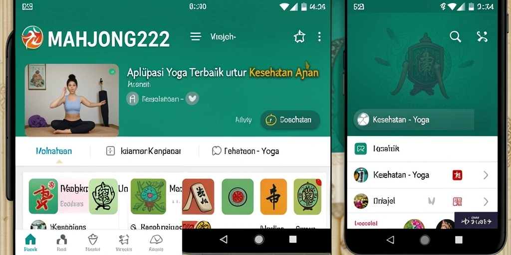 Tampilan antarmuka aplikasi MAHJONG222 dengan sesi Yoga interaktif.
