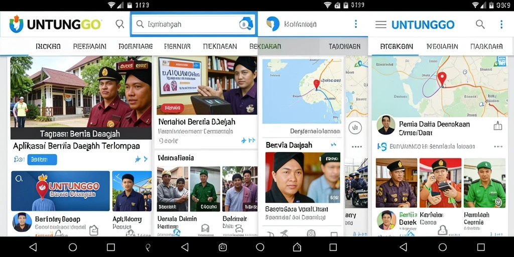 Antarmuka aplikasi UNTUNGGO yang menampilkan berita daerah terkini.