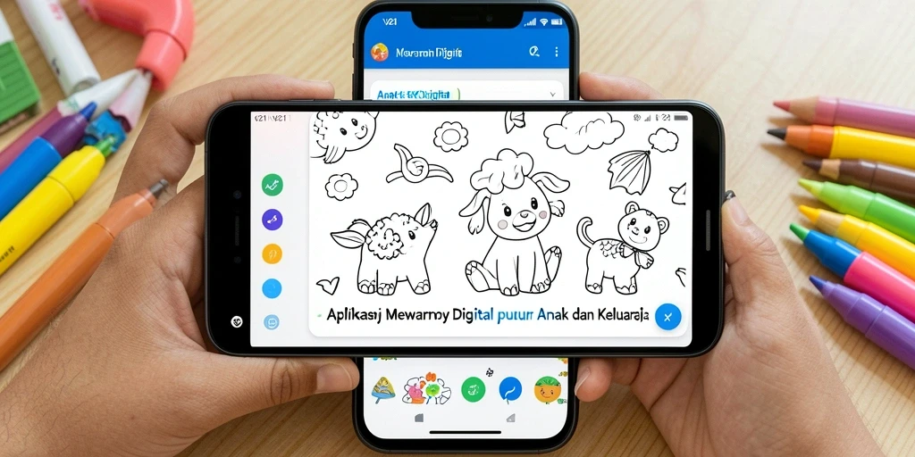 Antarmuka V21 yang menarik untuk aktivitas mewarnai digital.